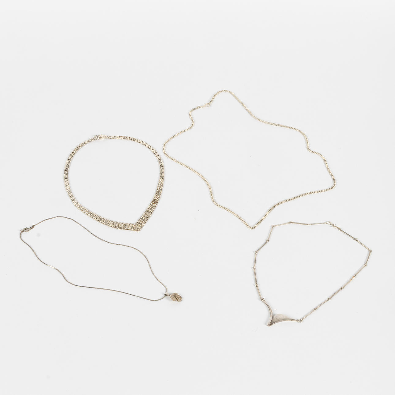 NECKLACES, 4 pcs, silver.