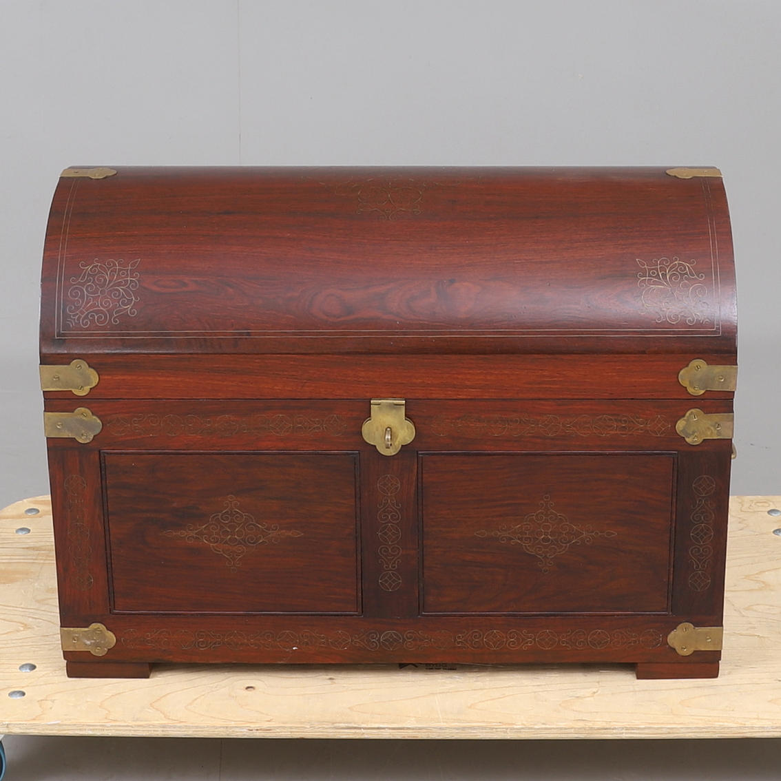 CHEST, wood, brass, 20th century.