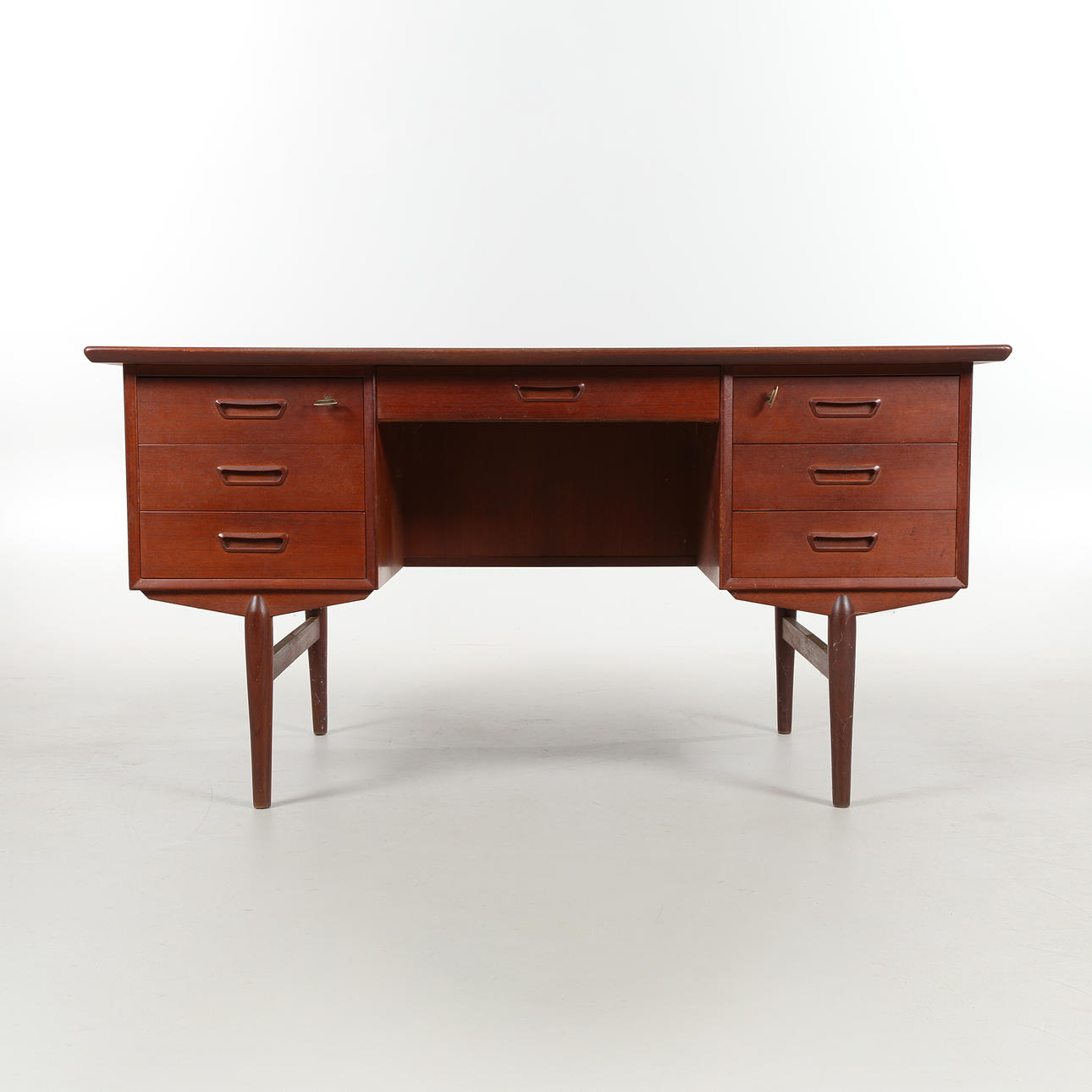 Danish design. Freestanding teak desk, approx. 1960.