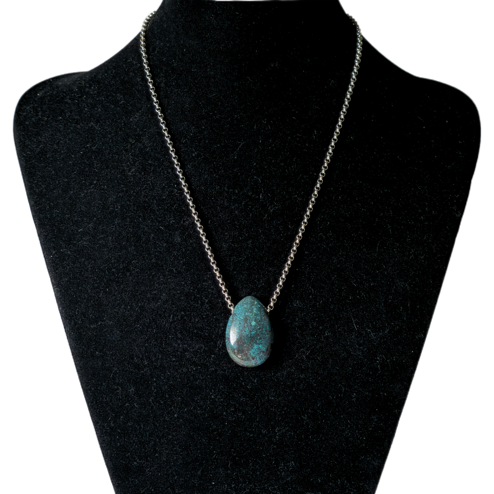 Silver and chrysocolla necklace.
