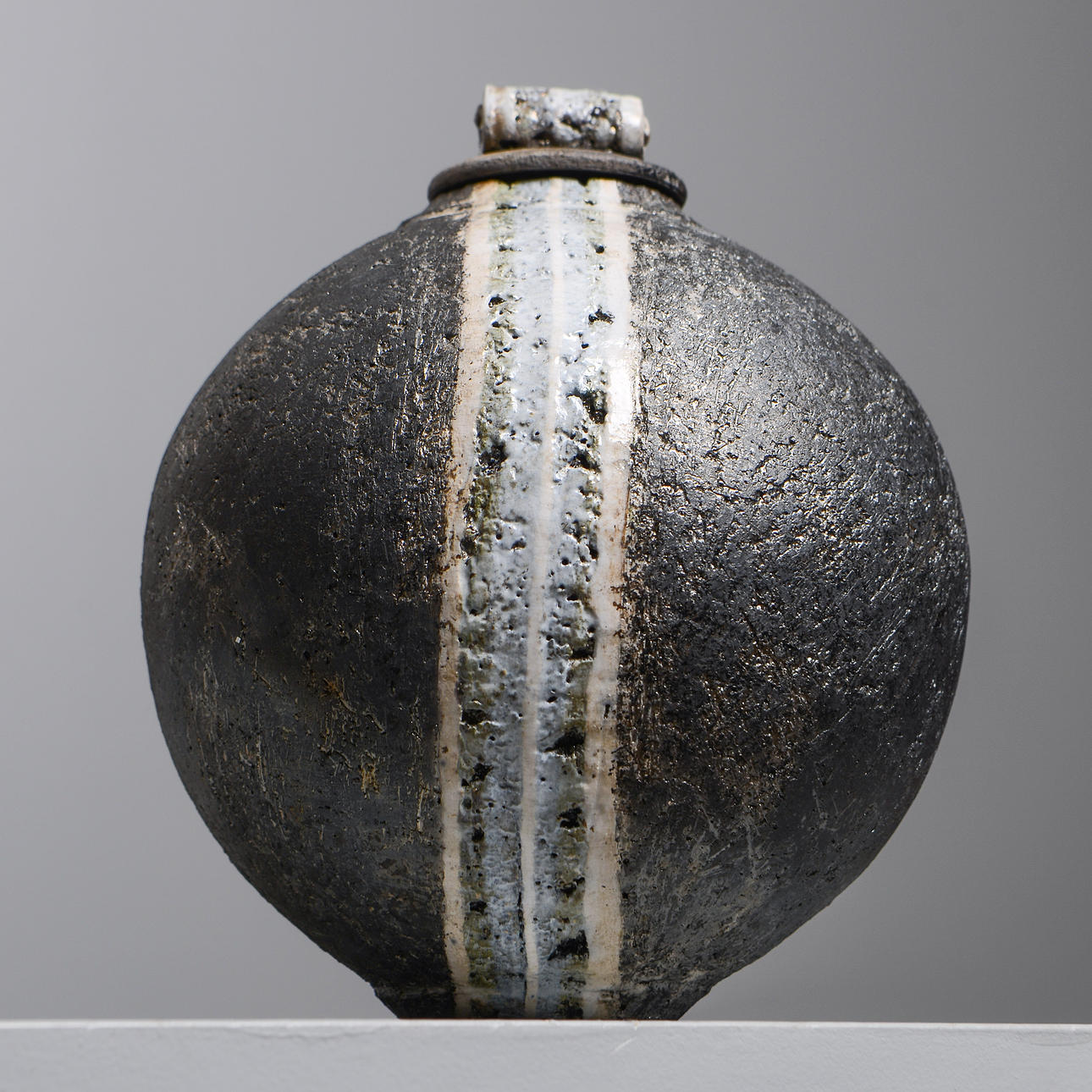 DORTE VISBY. Lidded urn, raku, private studio, Lønstrup, Denmark.