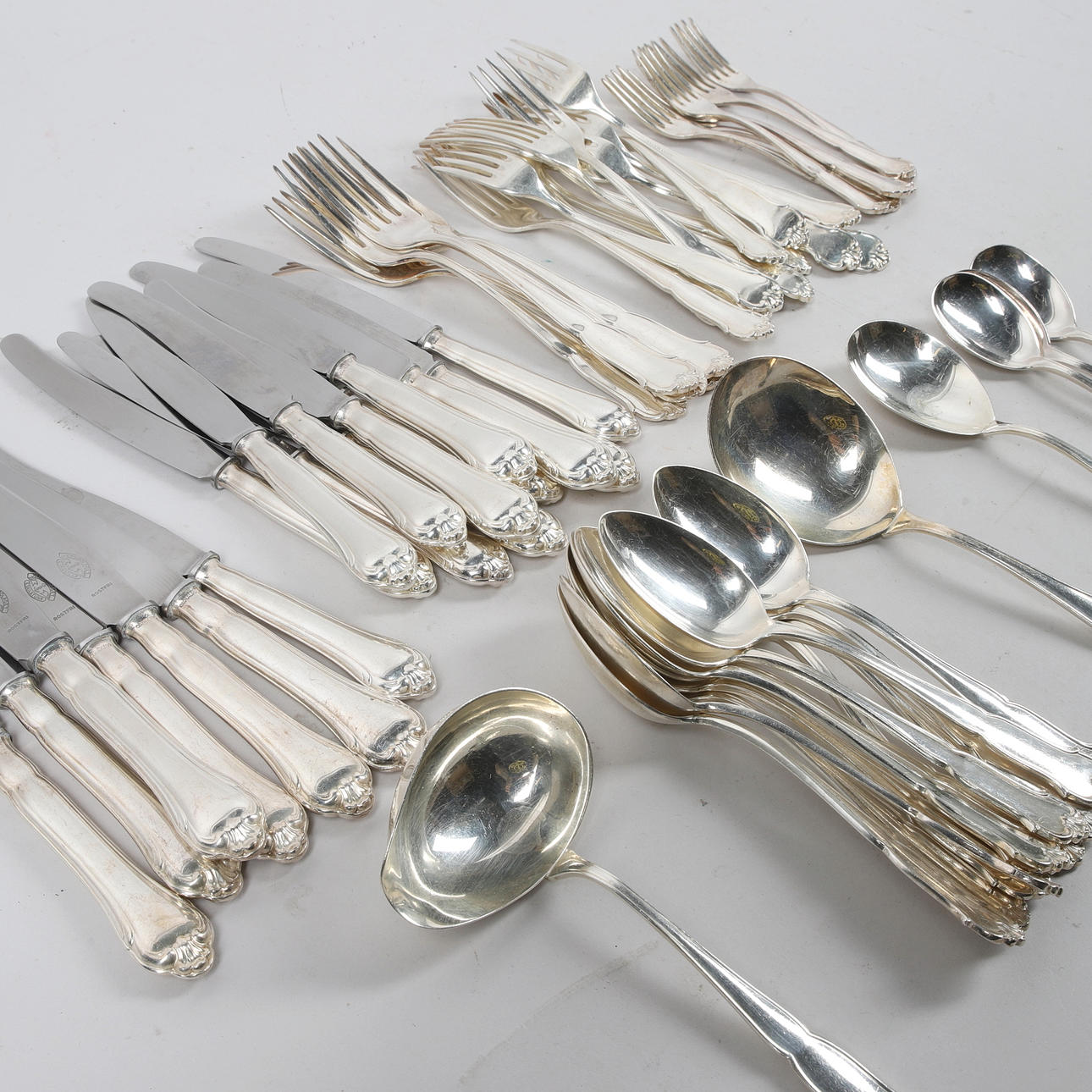 CUTLERY, 59 pcs, nickel silver.