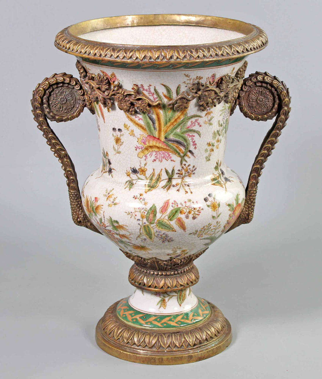 AMPHORA WITH BRONZE MOUNTS.