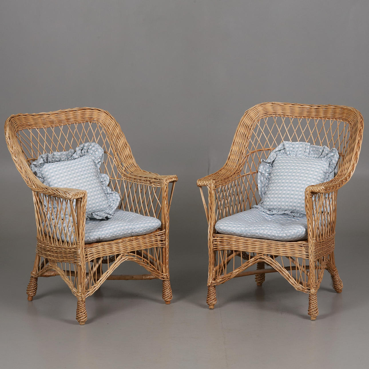 WICKER CHAIRS, a pair.