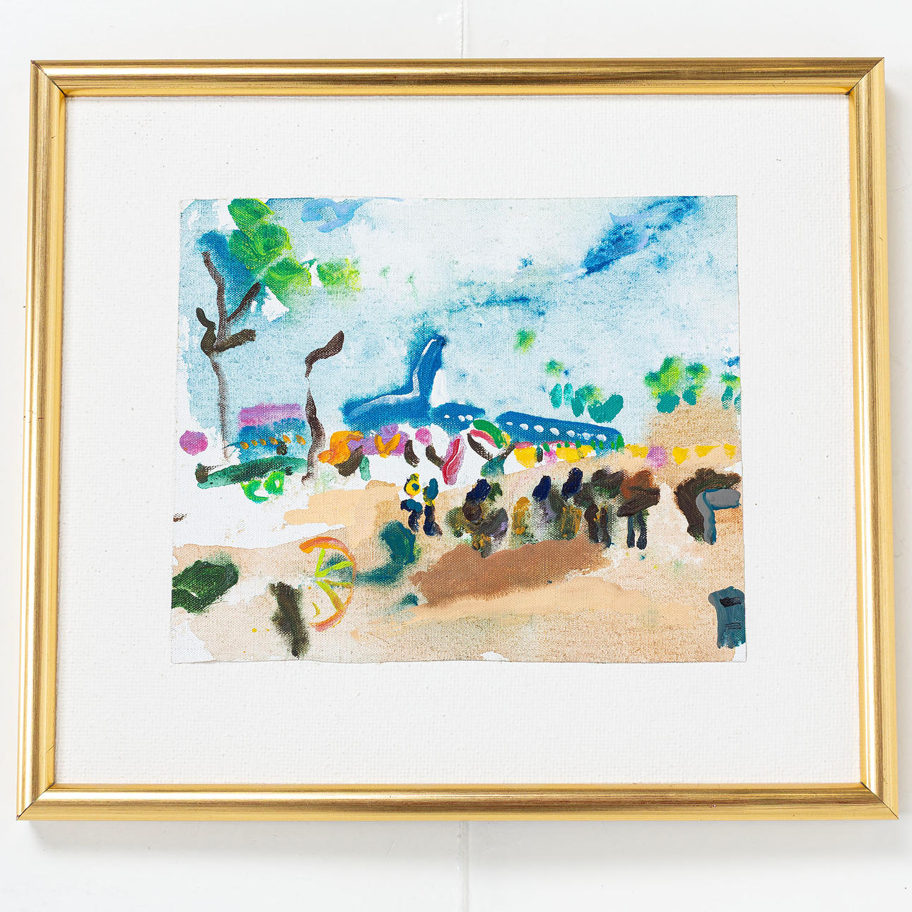 OLLE LINDGREN, Attributed "Karneval Publik" oil.
