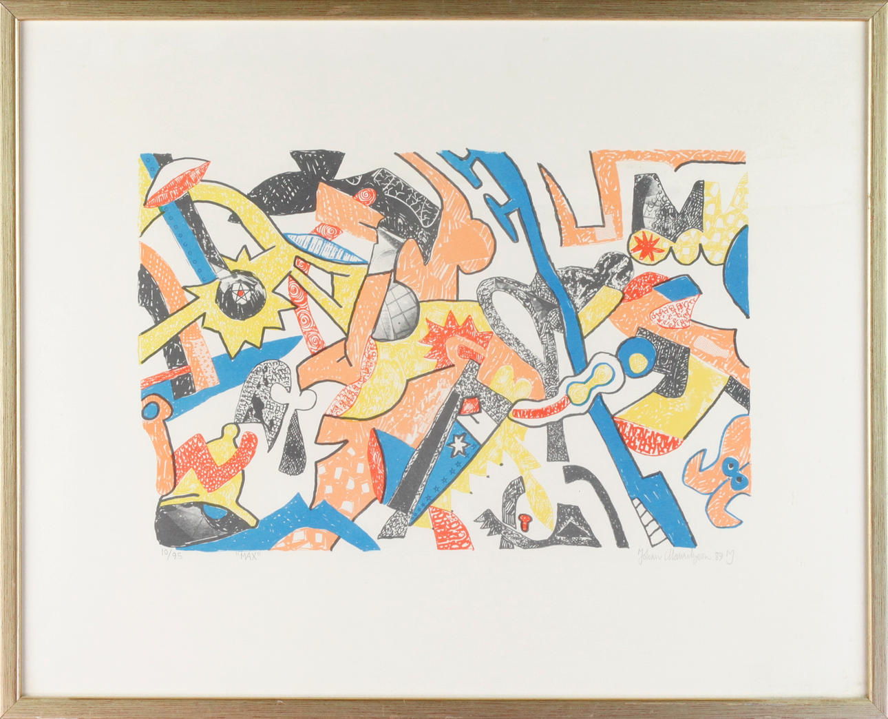 JOHAN MAURITZSON. Lithograph, 10/95, "Max", signed.