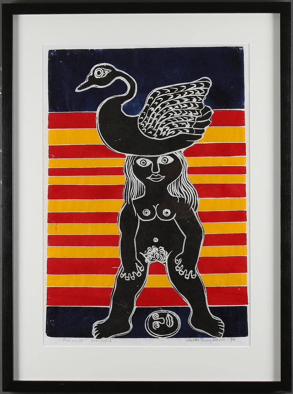 WALTER BENGTSSON. Figurkompostition, träsnitt, signerad och märkt provtryck.