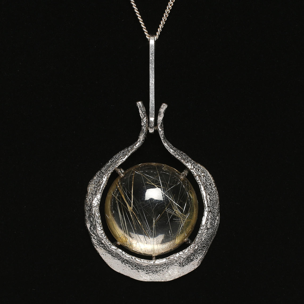 COLLIER, 925 sterling silver och rutilkvarts, 1960-tal.