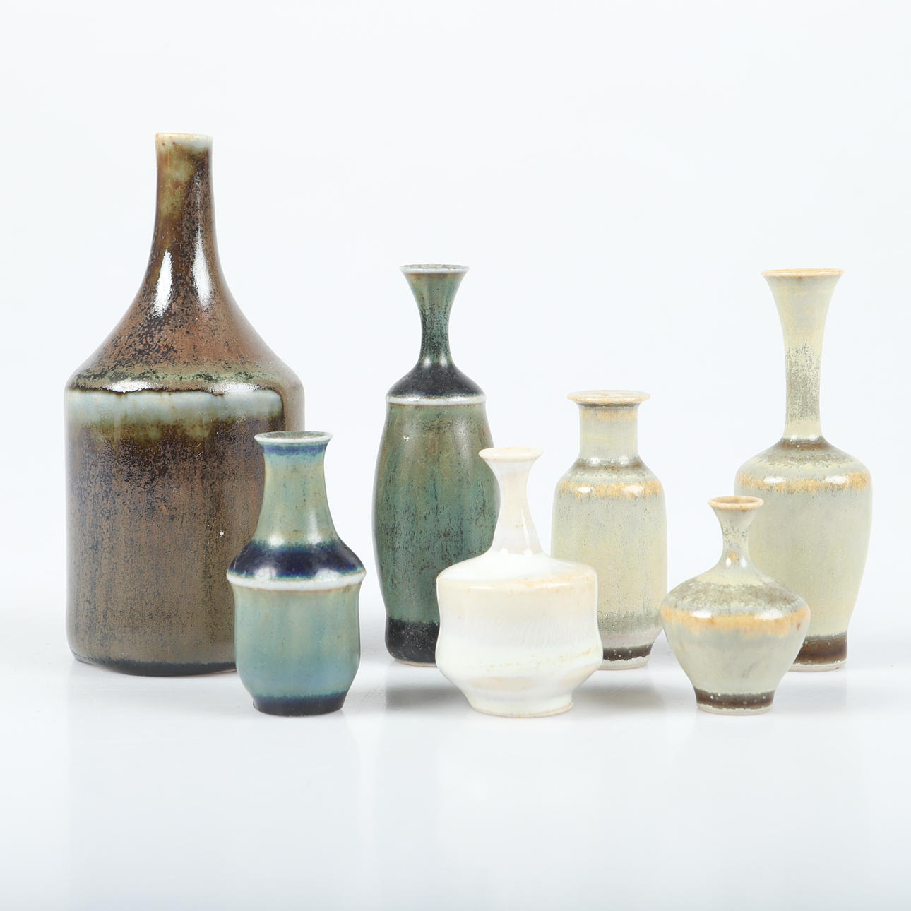 MINIATURE VASES, 7 pieces, mostly John Andersson, Höganäs, signed.