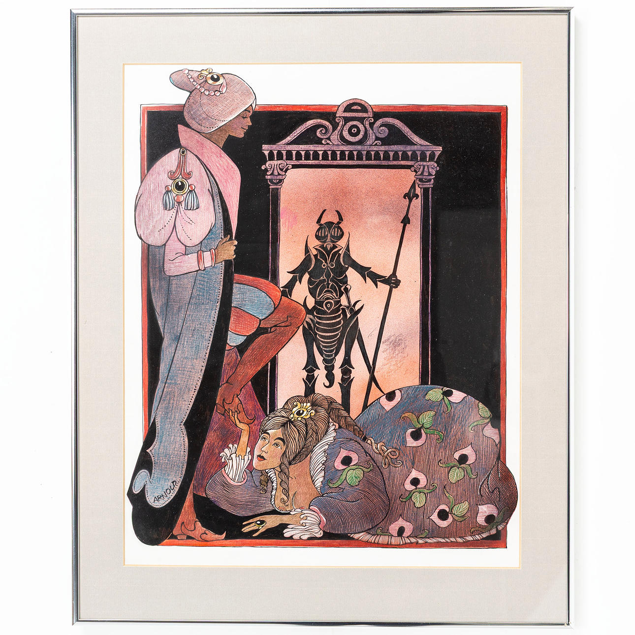 HANS ARNOLD. mixed media, signed.