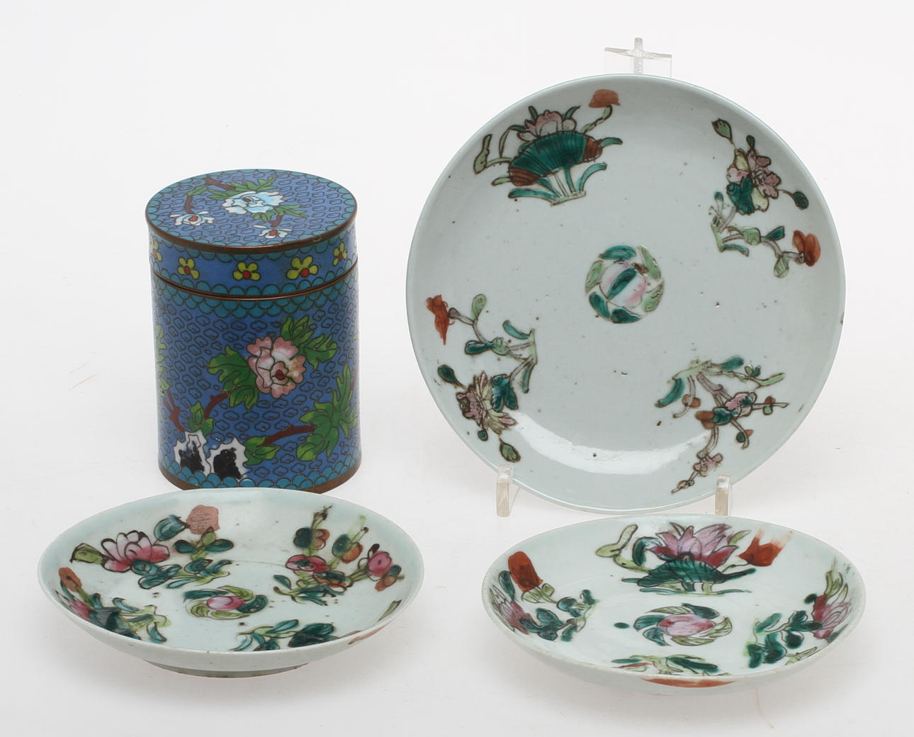 FAT 3 st, SKÅL, porslin, TEBURK emaljarbete, orientaliskt.