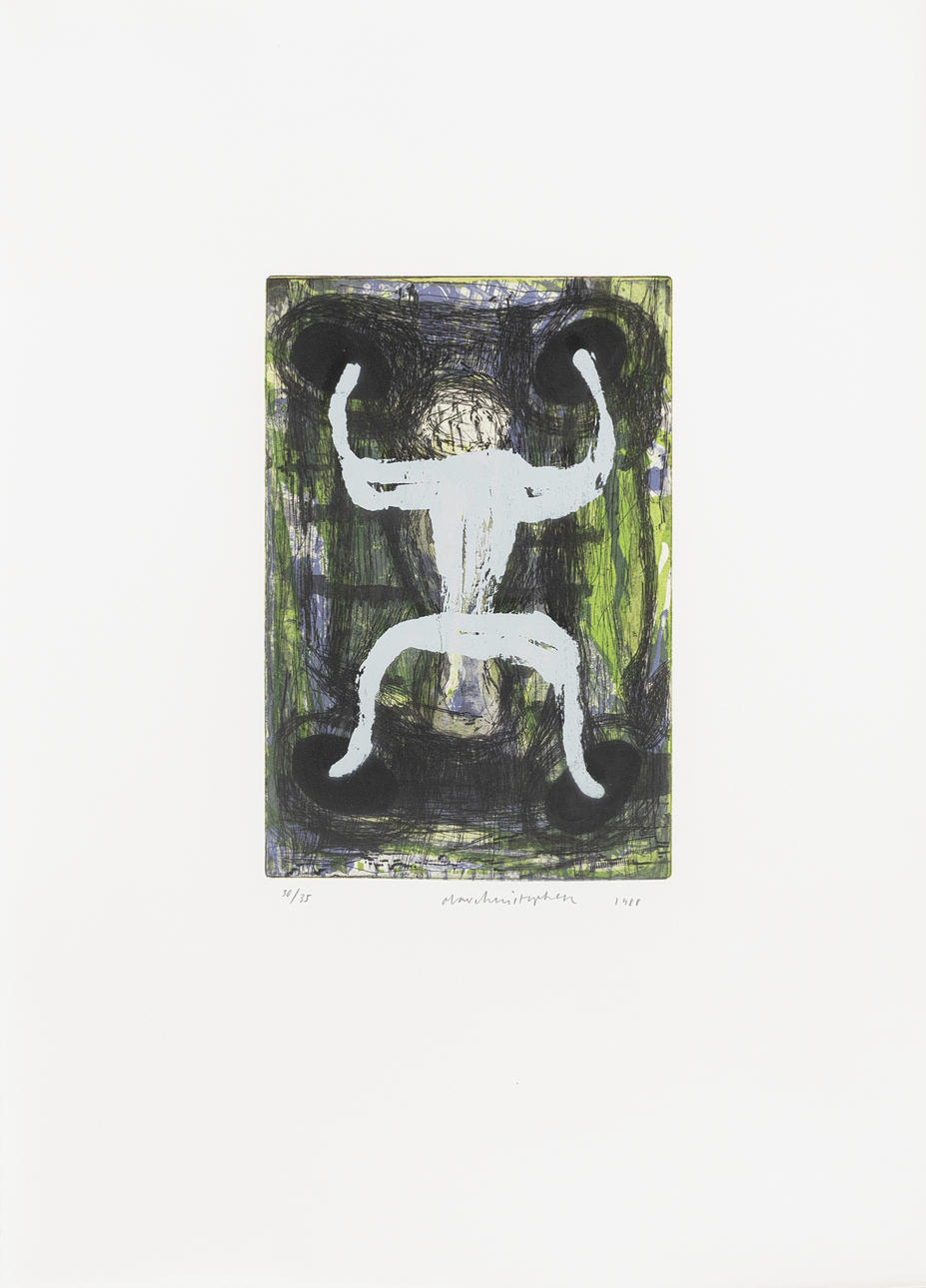 OLAV CHRISTOPHER JENSSEN. "Tantrum", lithograph/aquatint, numbered 30/35, signed, dated 1988.