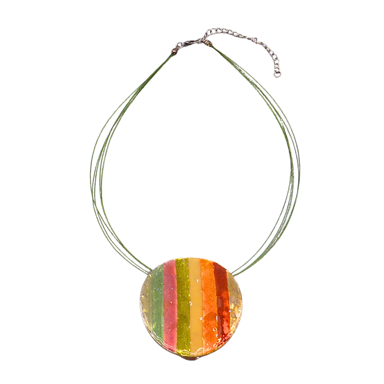 MULTICOLOURED STRIPED NECKLACE WITH MULTI-STRAND WIRE.