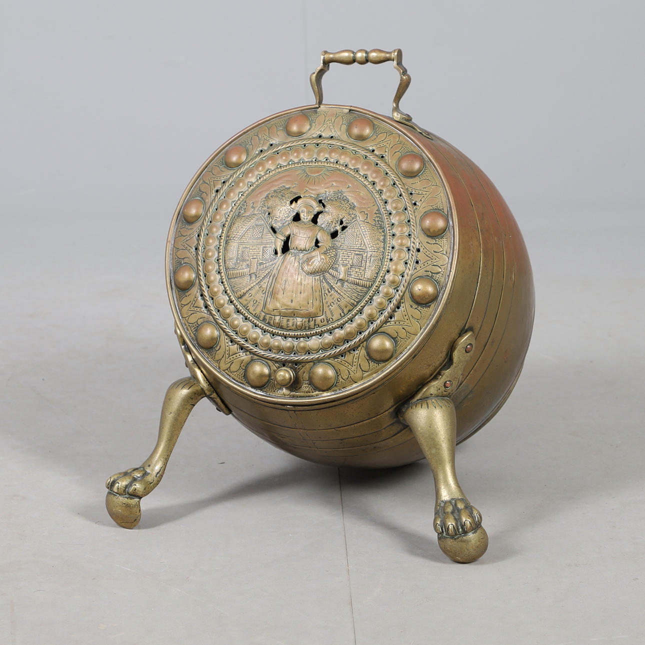 A DUTCH BRASS COAL BOX.