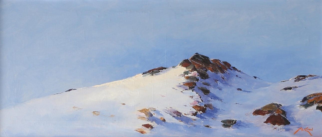 AXEL LIND. Vinterlandskap. Olja på duk, signerad.