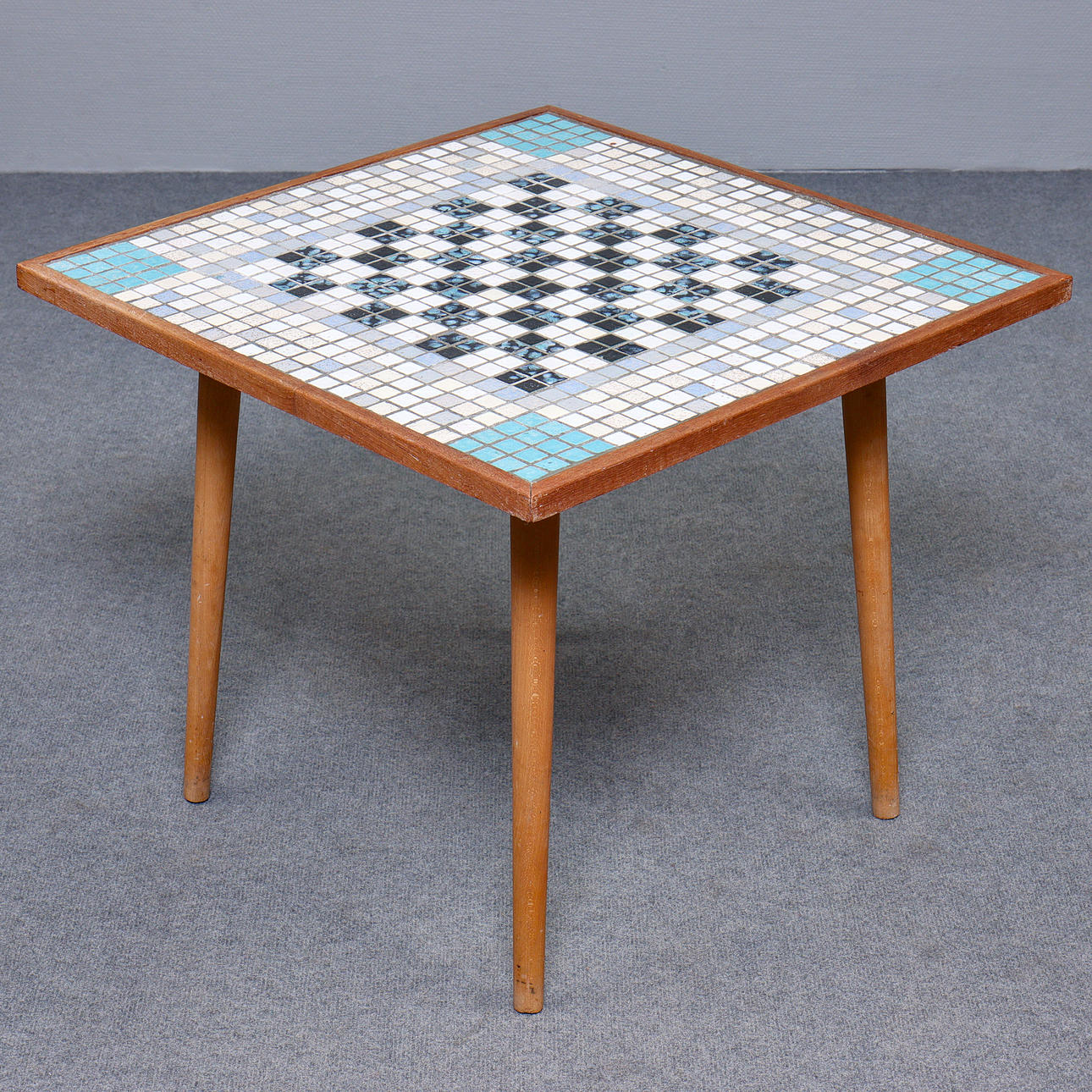 SQUARE TEAK MOSAIC TABLE, 1960s.