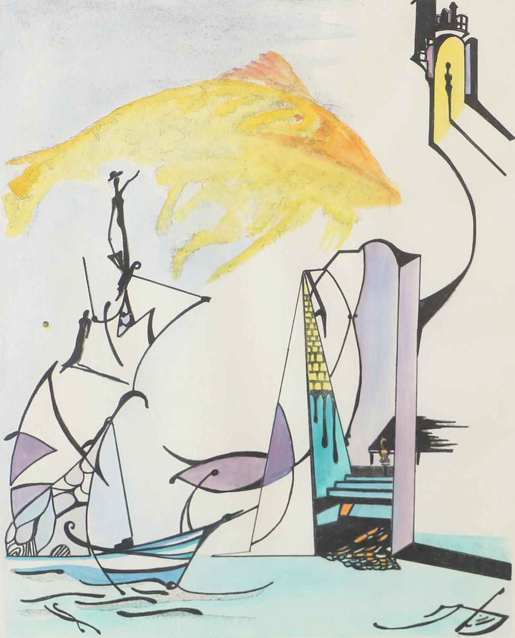PILAR GONZALEZ. Composition, colour lithograph, Halmstad, signed and dated 1987.