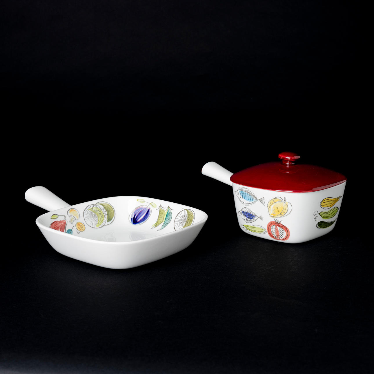 RÖRSTRAND, 2 pieces, "Dinera" and "Ria", earthenware, 1950s/60s.
