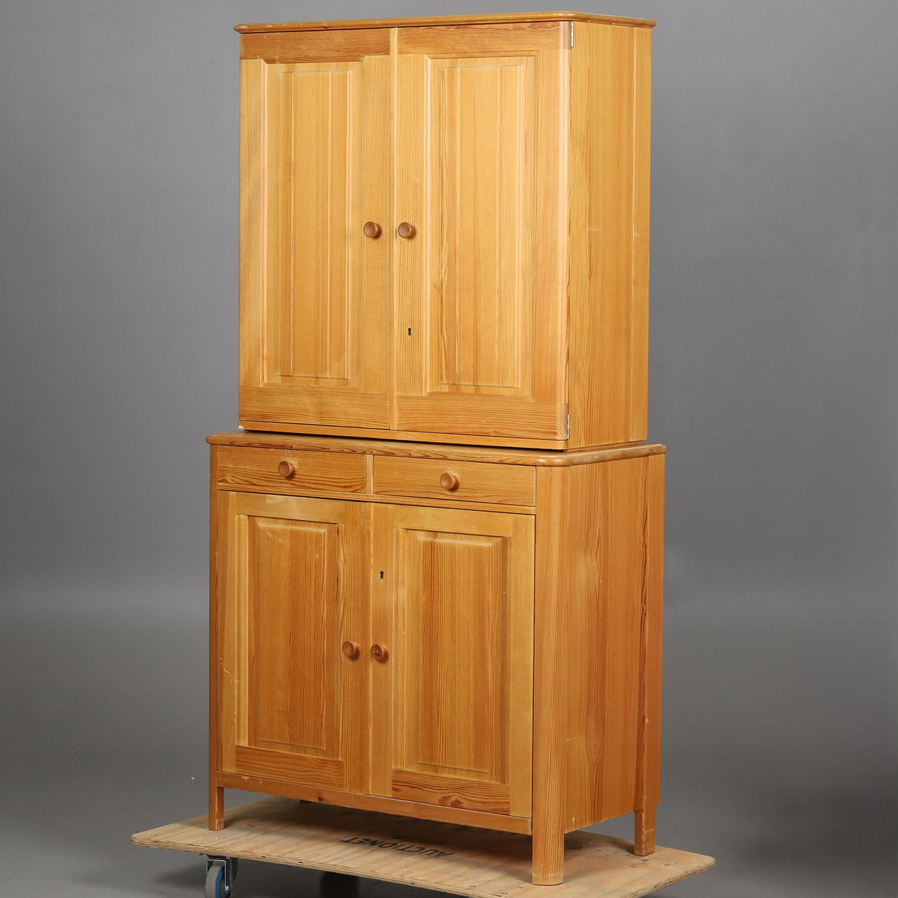 CARL MALMSTEN, cabinet, lacquered pine, separable, branded, 1970s/80s.