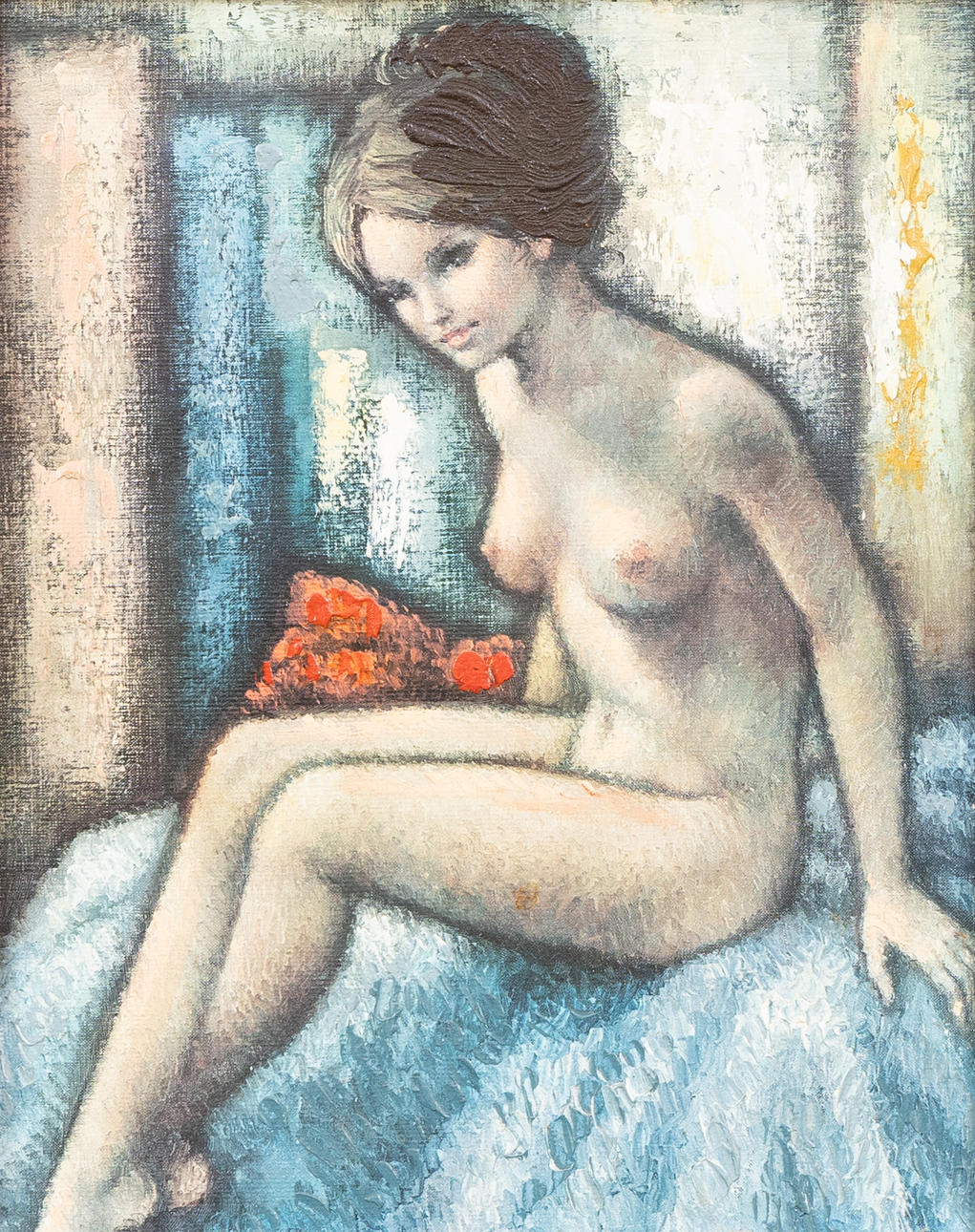 PIERRE MANZONI. After. Model, coloured print. Unsigned.