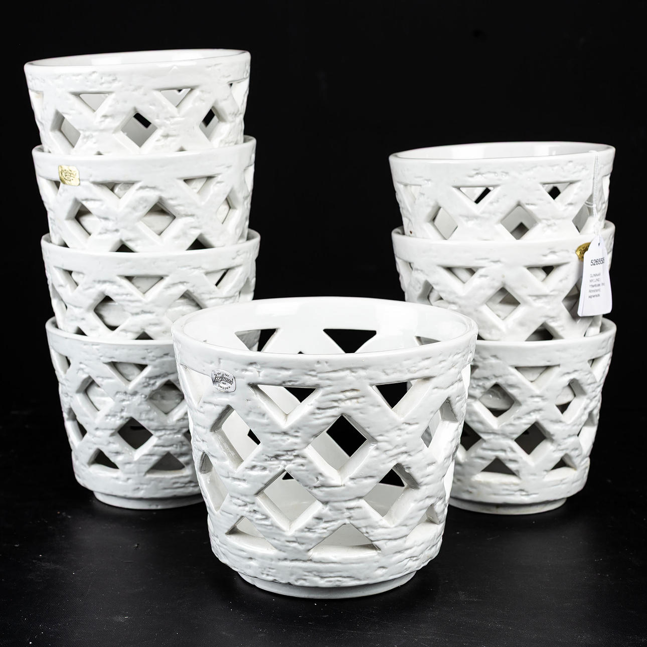 GUNNAR NYLUND. Cachepots, 8 pcs, Rörstrand, signed.