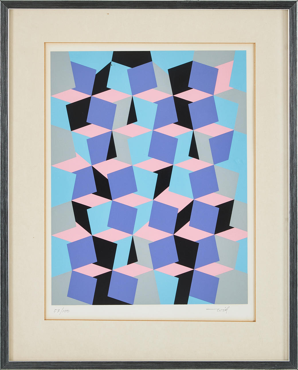 WILHELM WIK (1897-1987). Composition, serigraph, signed, 57/100.