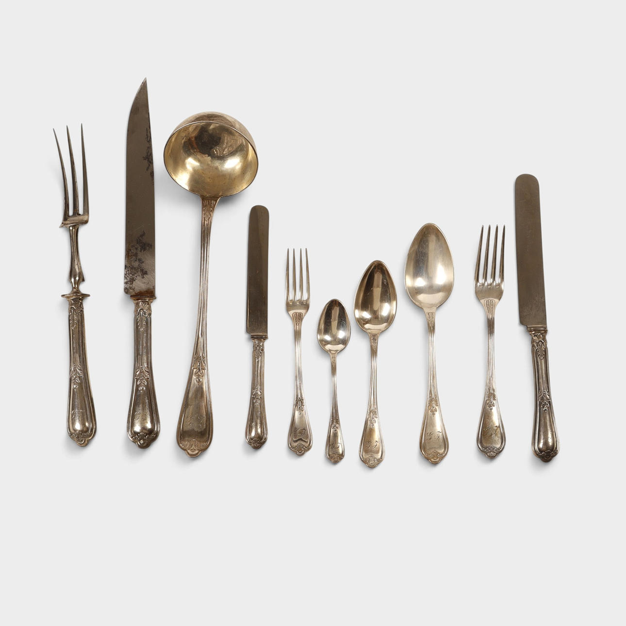Bestick i spanskt stämplat silver. 1900-tal.