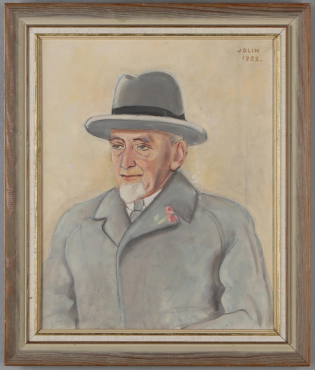 EINAR JOLIN. Porträtt föreställande Prof Mikael A Scheremetiew-Angelini (1870-1956), olja på duk, signerad samt daterad 1952.