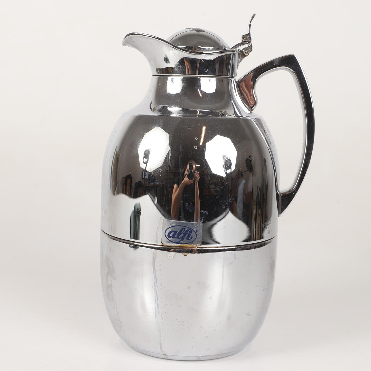 COFFEE POT, white metal, Alfi, Germany.