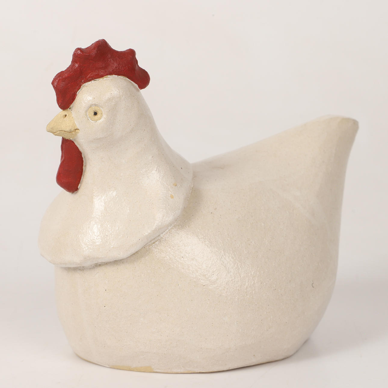 FIGURINE, hen, glazed ceramic, signed VB.