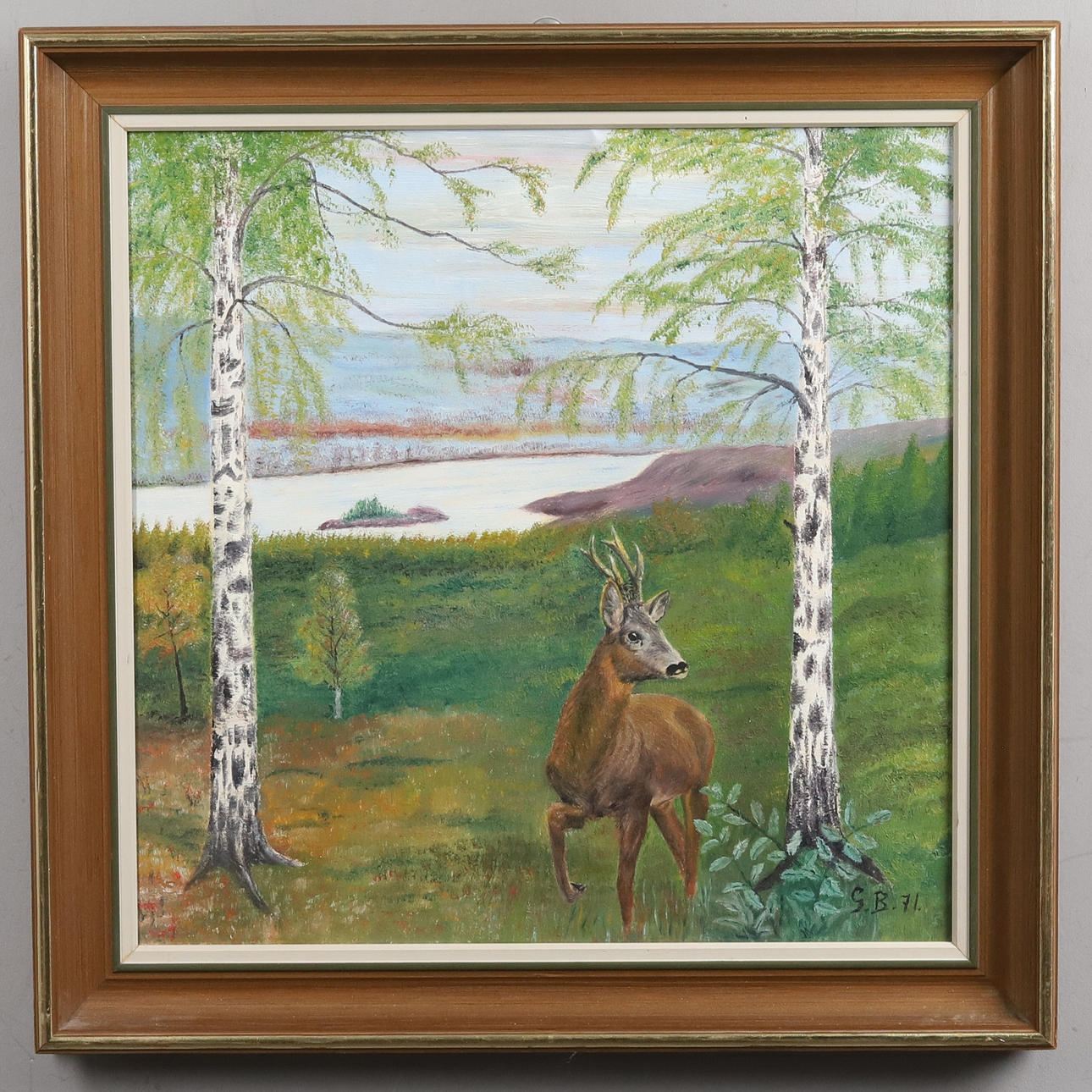 OIDENTIFIERAD KONSTNÄR. Landscape with deer, oil on canvas.