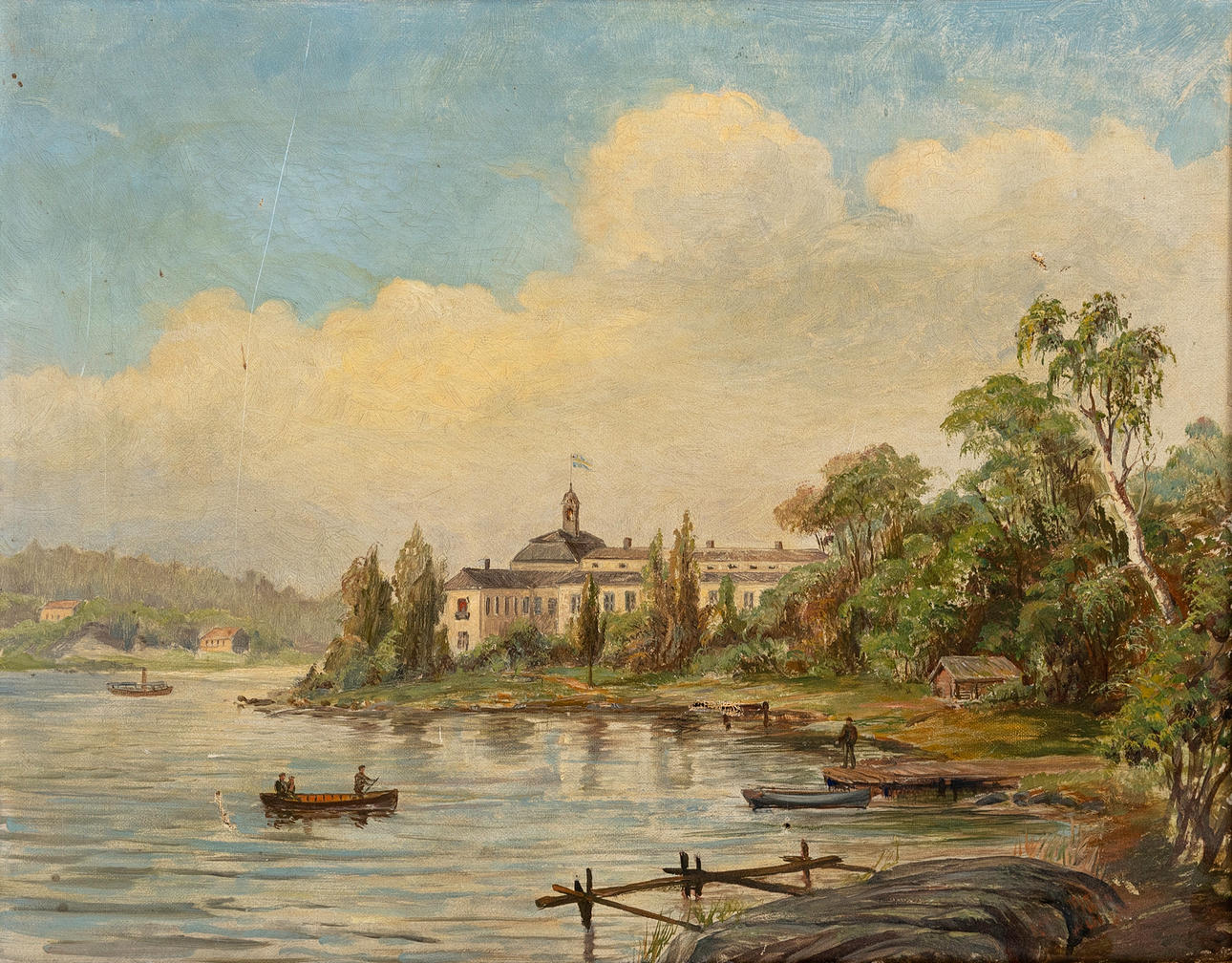 AXEL NYMAN. Ulriksdals Slott, oil on canvas signed, signed, dated 1900 and marked "eft Lit".