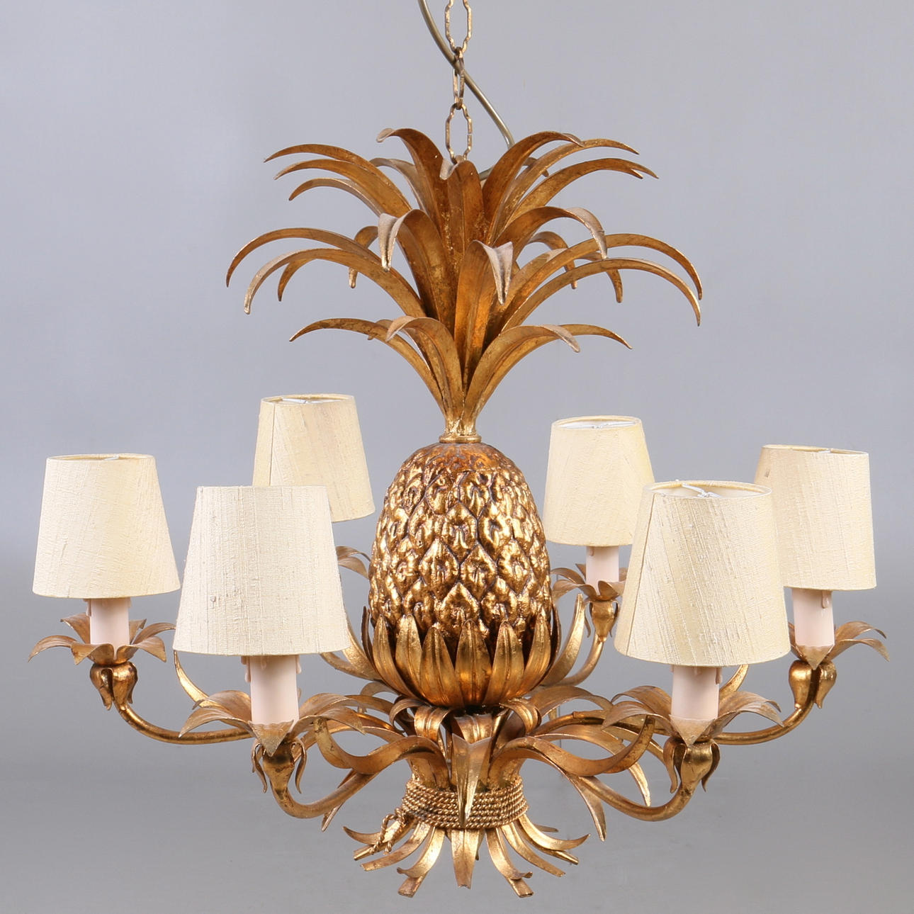 TAKLAMPA, förgylld metall, 1900-tal.