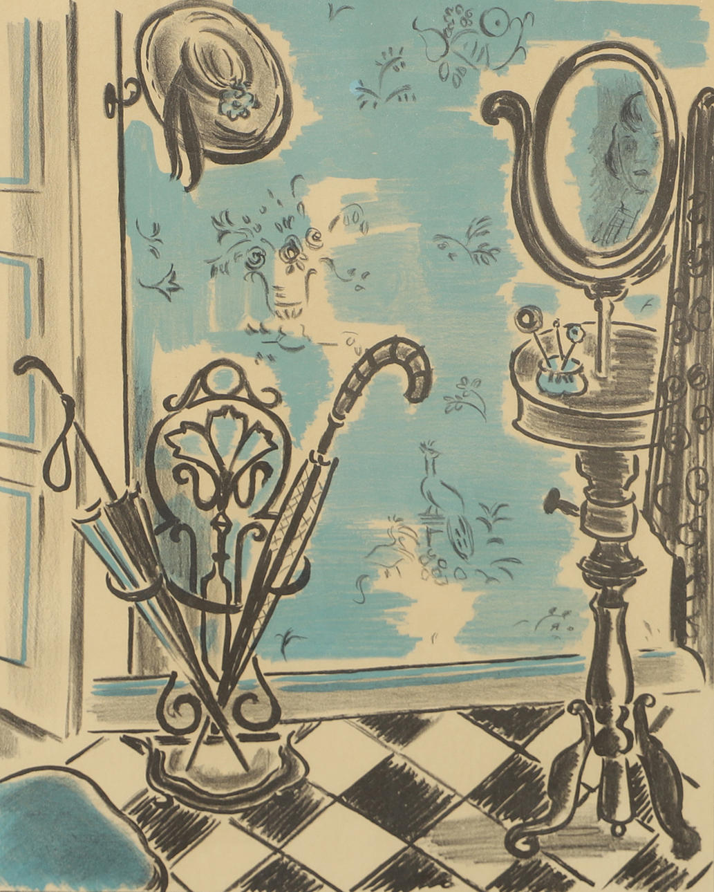 EVA HOLMBERG JAKOBSSON. Interior, graphic print, signed -56.