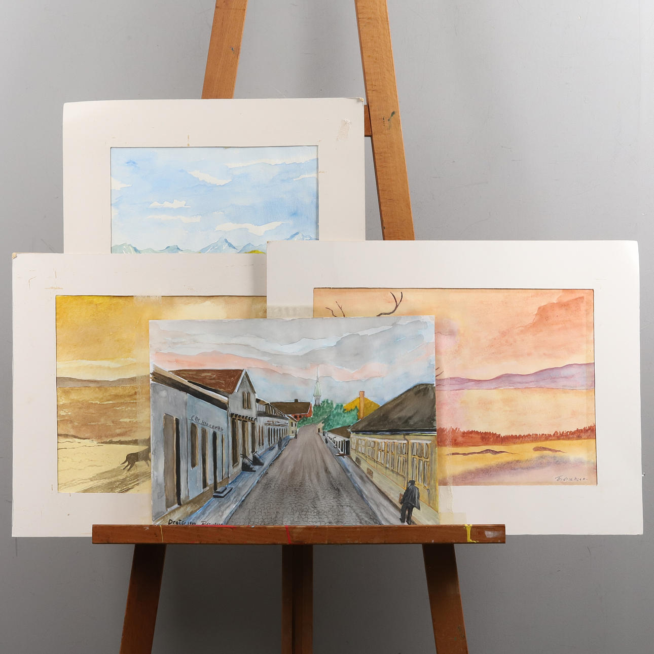 OIDENTIFIERAD KONSTNÄR. Watercolour, 4 pcs, signed "Didrichsen".