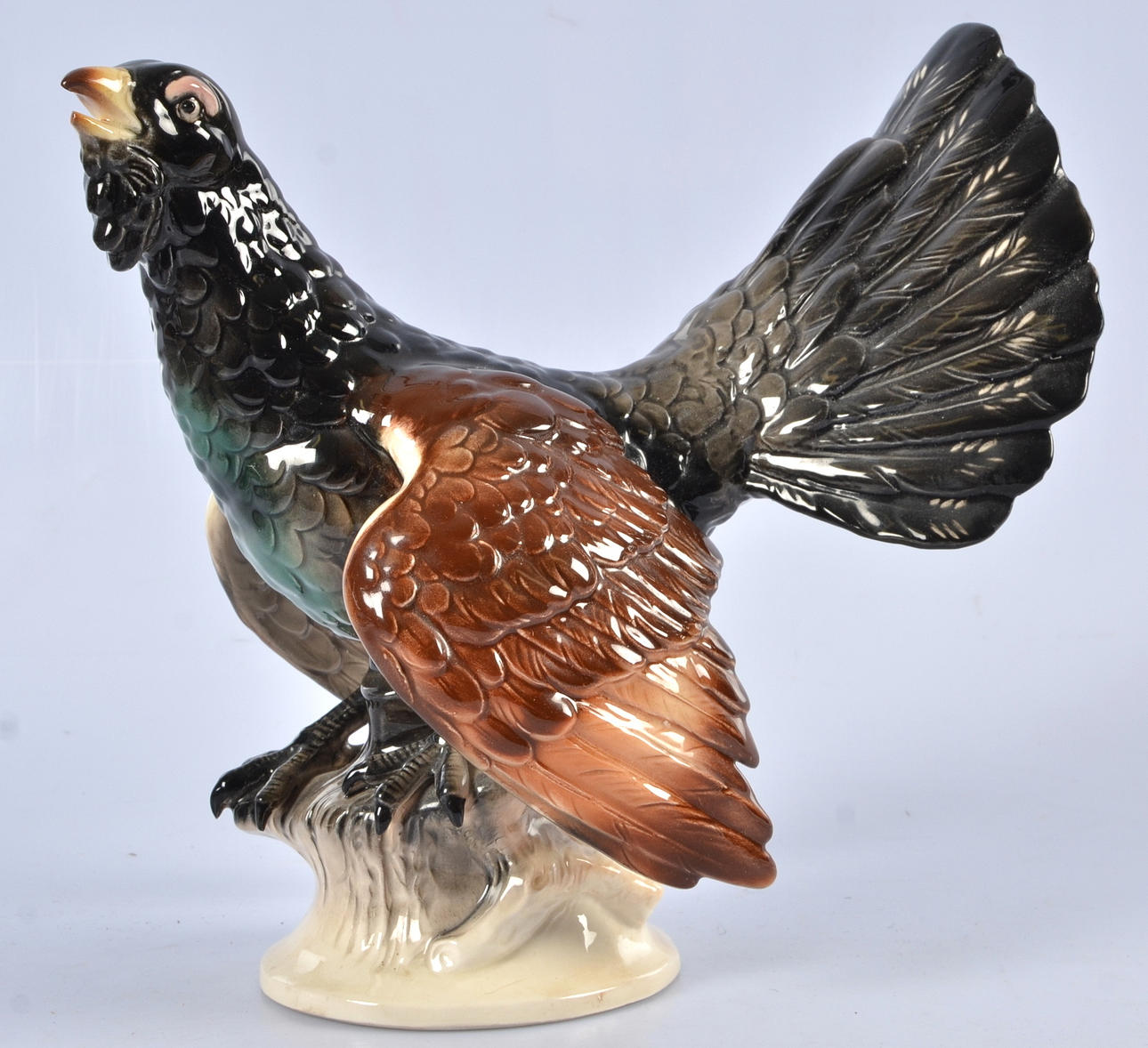 FIGURIN, porslin, tjäder, 1900-tal.