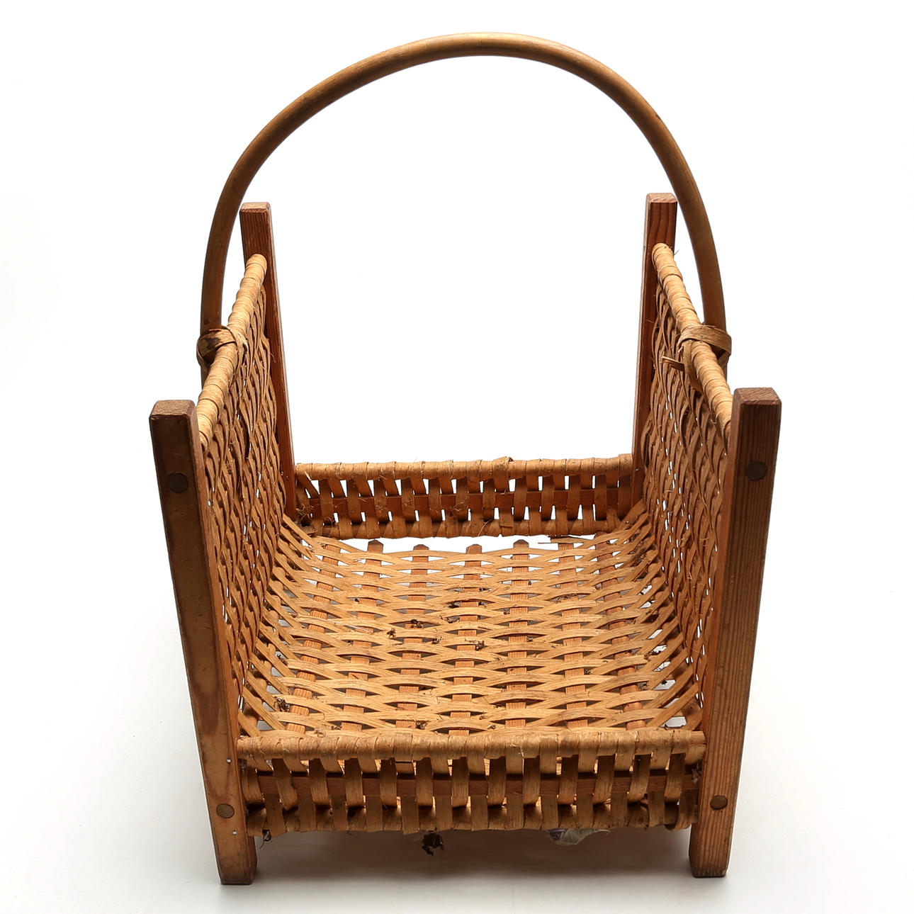 Wooden log basket.
