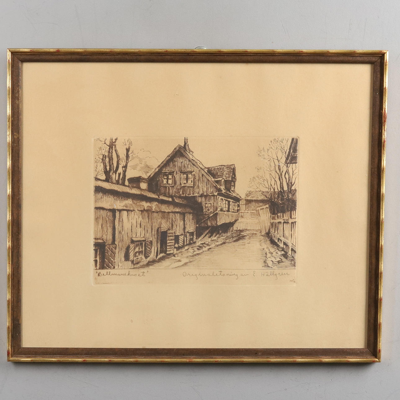 ERNST HÄLLGREN (1889-1944). "Bellmanshuset", etching.