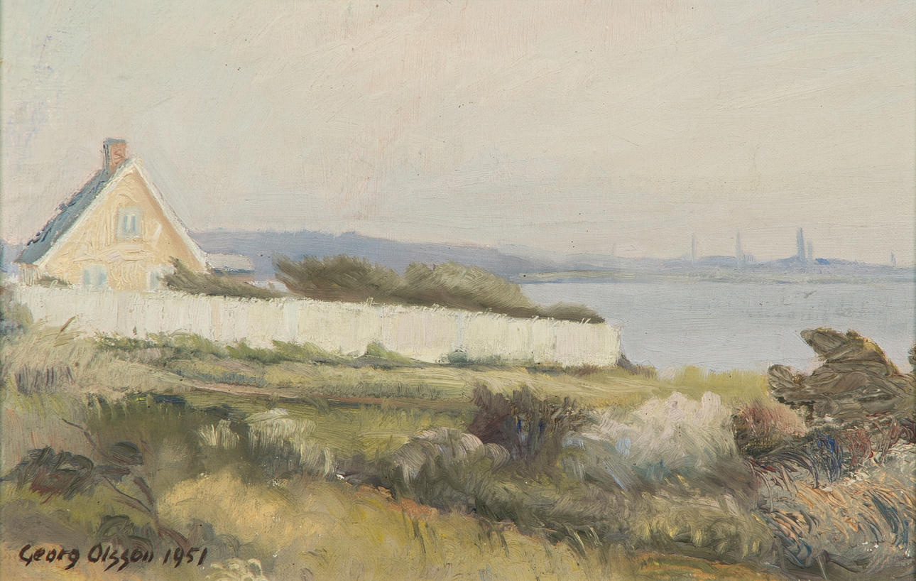 GEORG OLSSON. "Sommardag Nyhansläge, olja på duk, signerad 1951.