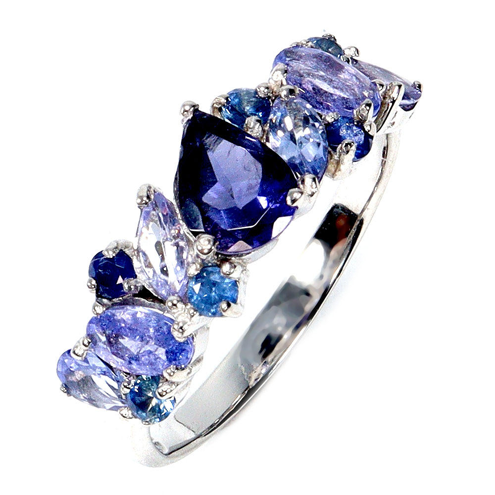 SAPPHIRE, TANZANITE AND IOLITE RING.