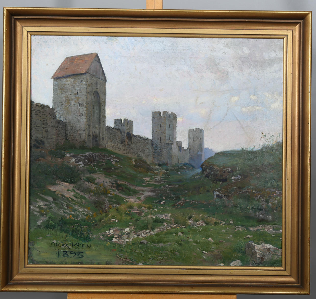 OSCAR KEEN. Olja på duk, Visby stadsmur, signerad, daterad 1895.