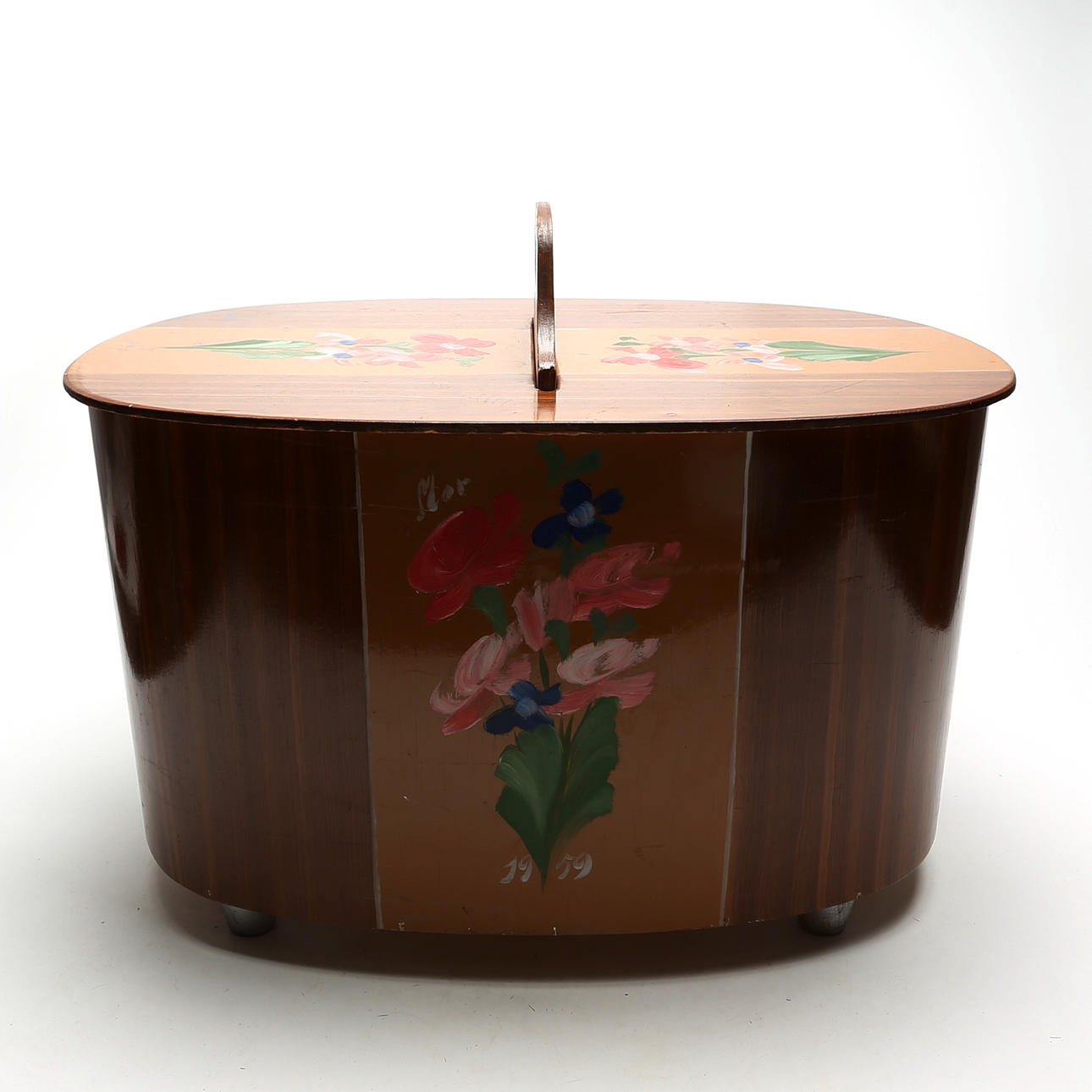 Painted sewing box, 20th century.