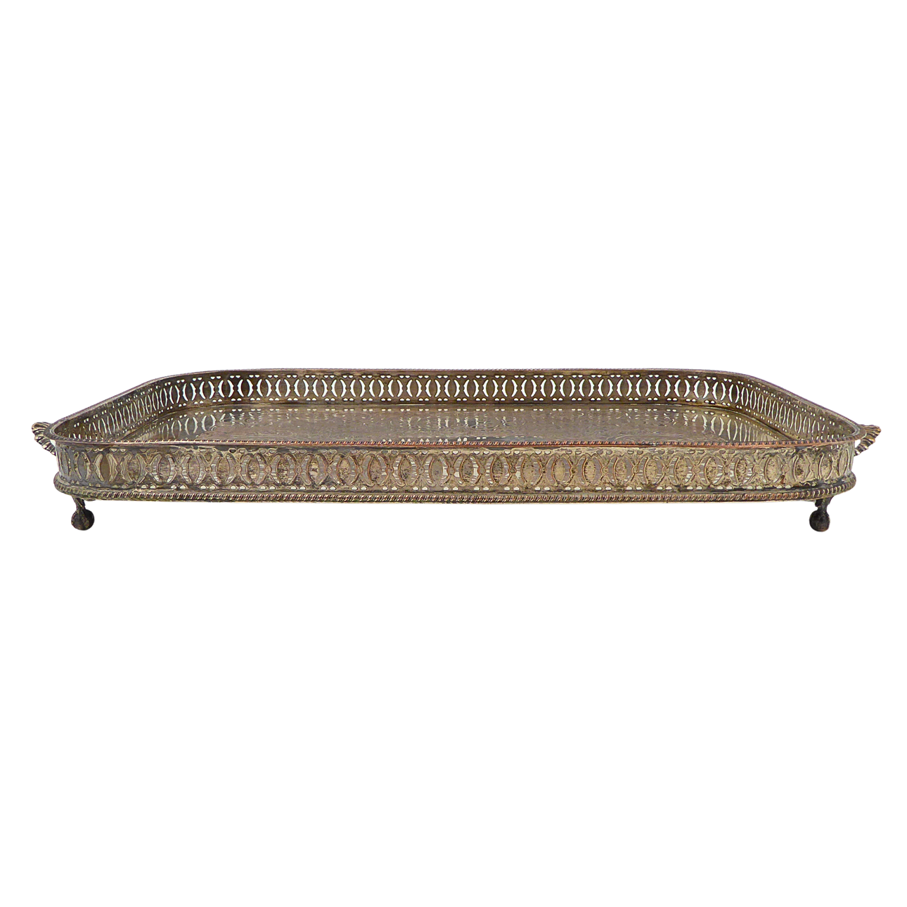SHEFFIELD-PLATED SERVING TRAY WITH ENGRAVING.