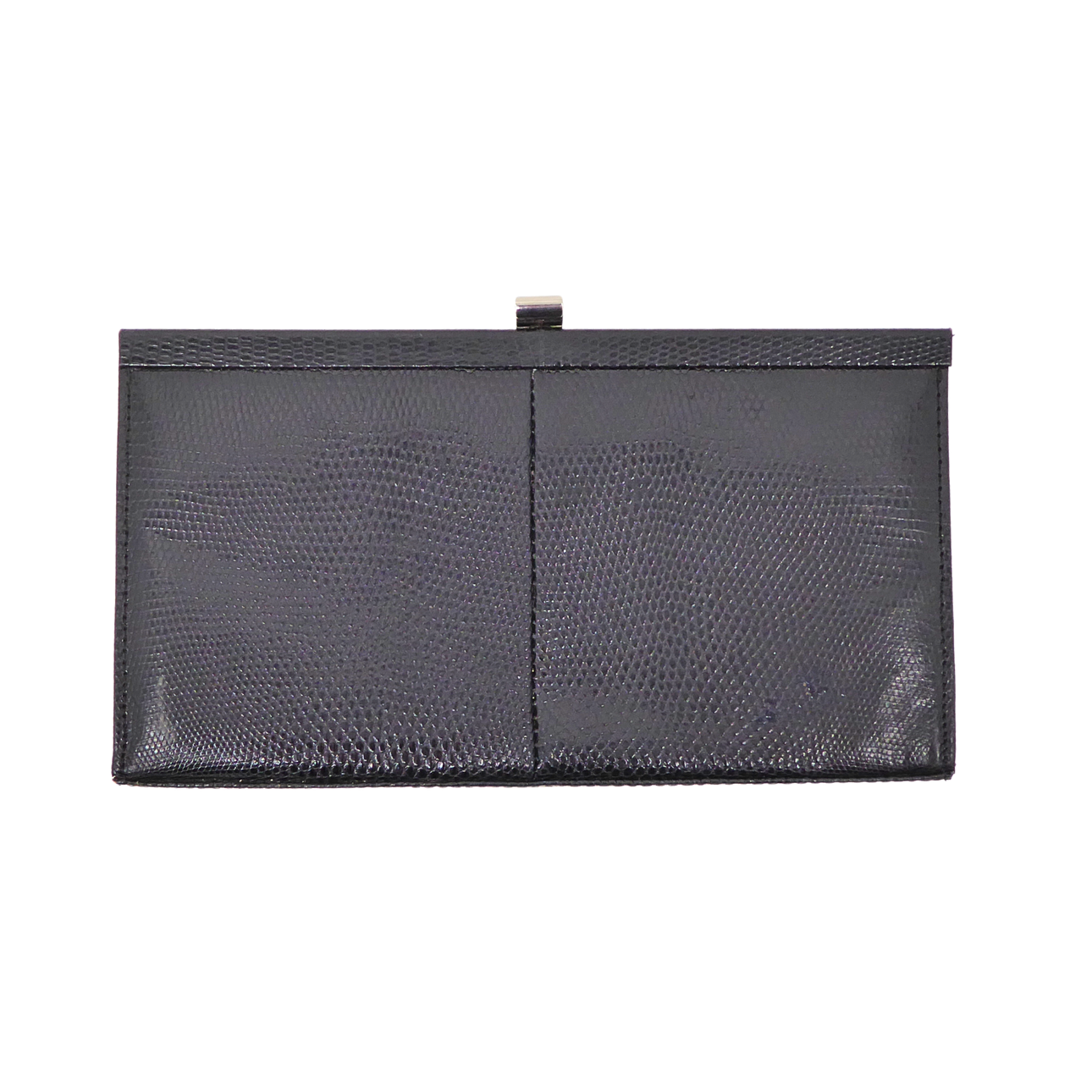 CLUTCH WITH LIZARD EMBOSSING, BLACK.