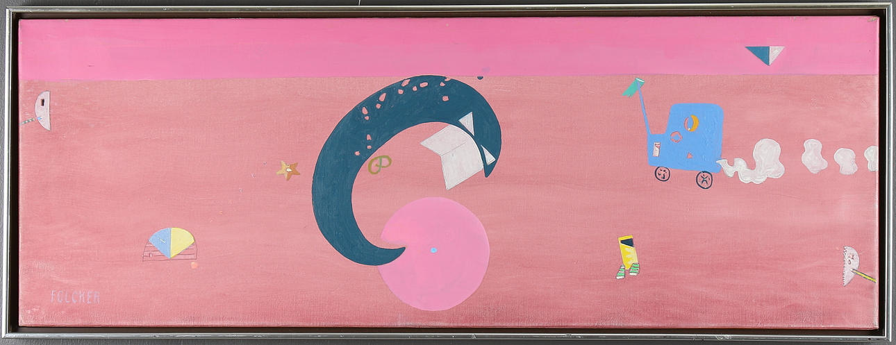 GÖRAN FOLCKER. Komposition, akryl, signerad.