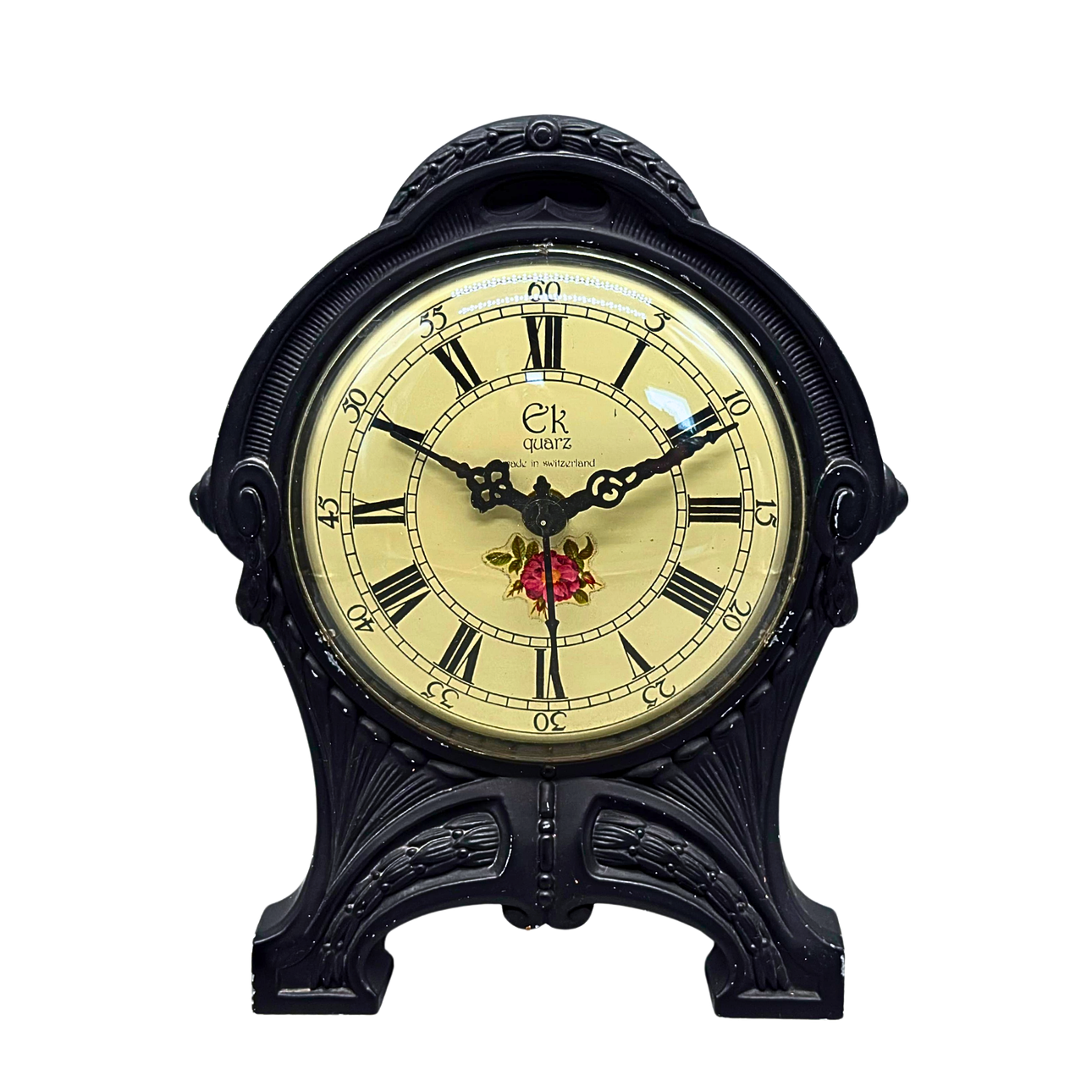 EK QUARTZ TABLE CLOCK WITH MOVEMENT BY SCHOLER, SWISS MADE.