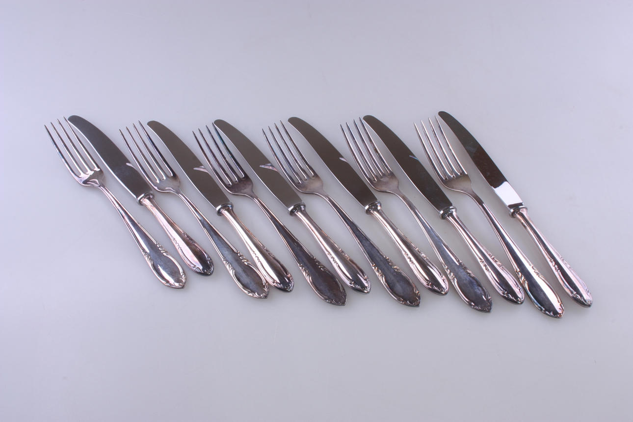 BESTICK, silver, 12 delar, Hallbergs Guldsmeds AB, 1950-tal.