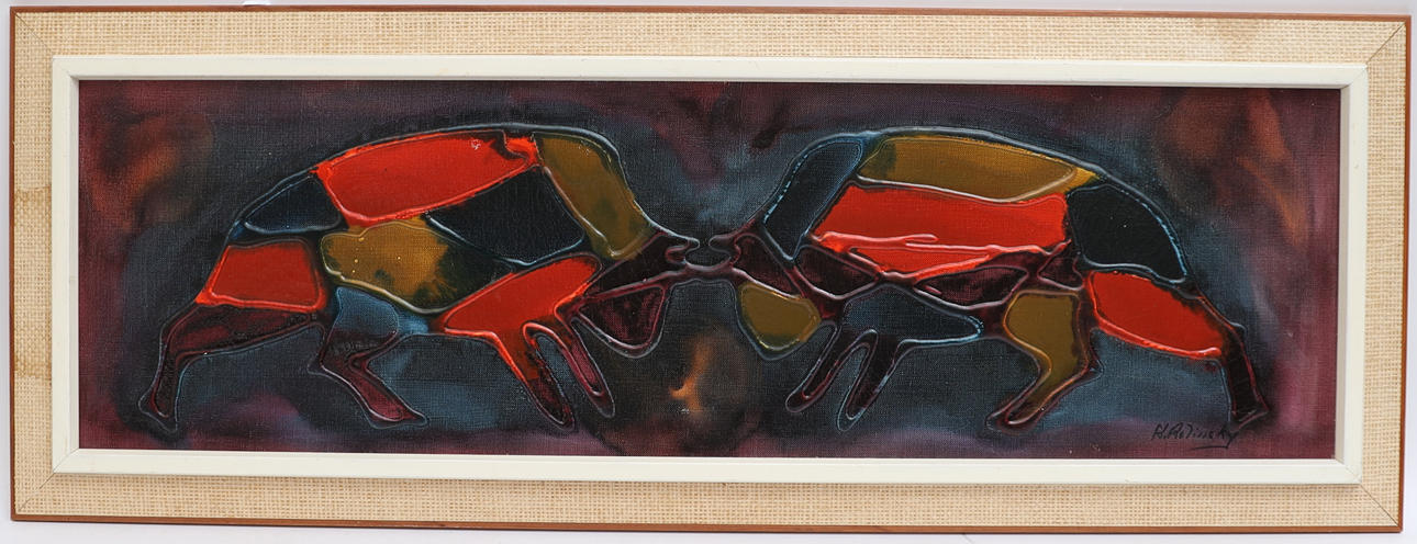 OIDENTIFIERAD KONSTNÄR. Composition, mixed media, signed H.A Linsky.