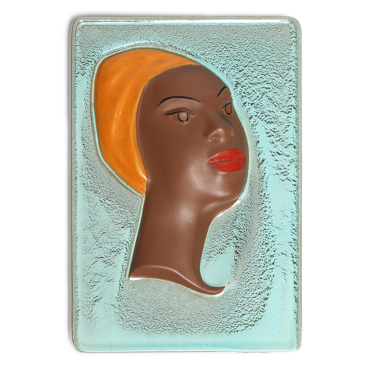 VÄGGRELIEF, keramik, kvinnoansikte, Goldscheider, Österrike, 1900-talets mitt.