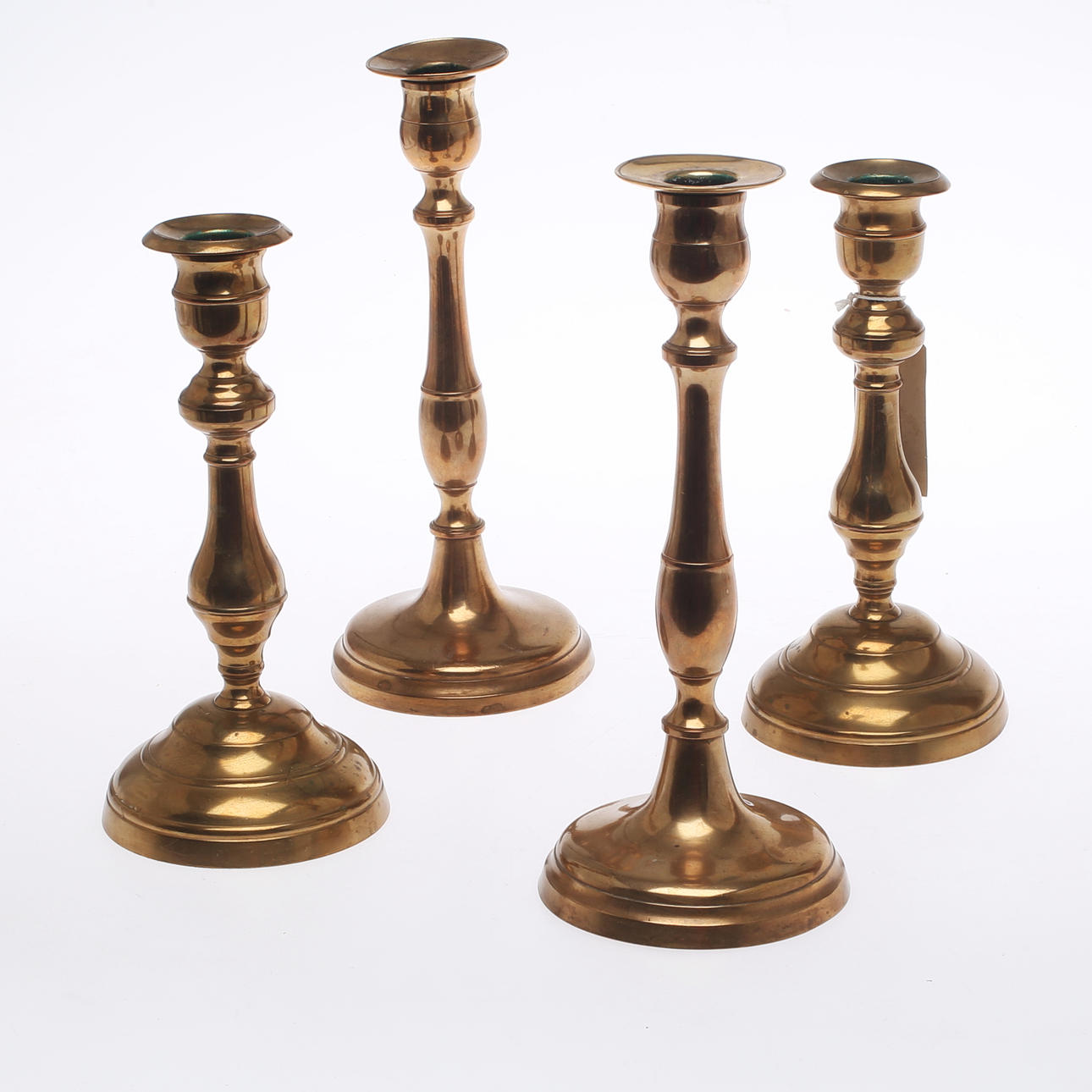 LJUSSTAKAR, 2 par, mässing, Nils Petter Lindberg, Sundsvall samt No 23 Skultuna.